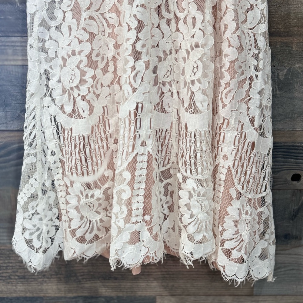 LULUS White Lace Midi Skirt - Picture 3 of 5